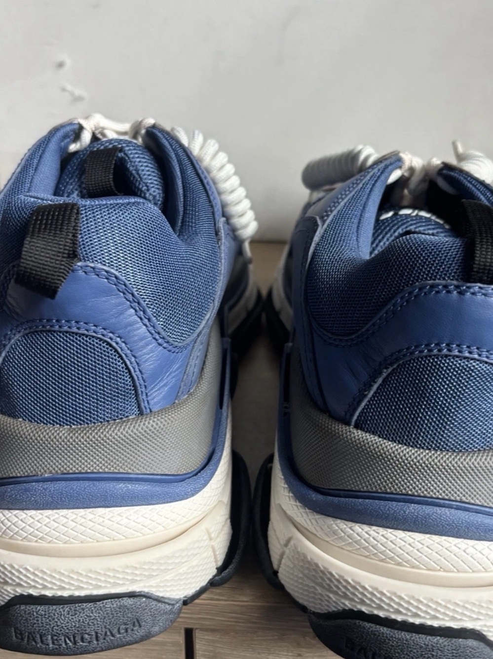 Balenciaga 'Triple S' Navy Blue Curly Lace Low Top Sneakers Sz 11 - Picture 8 of 13